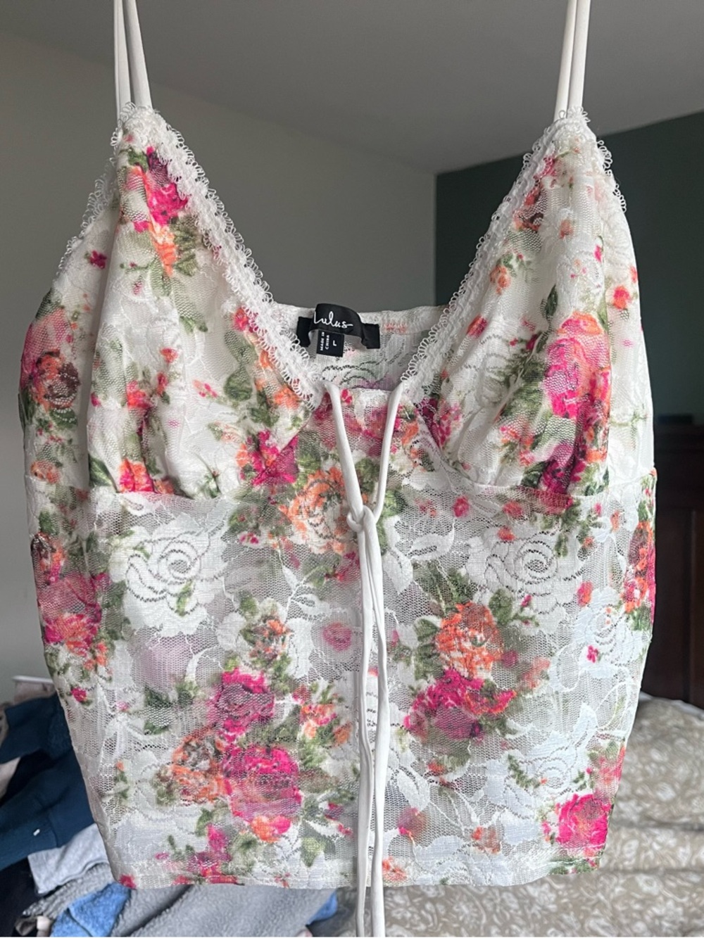 Lulu's White Floral Lace Tank Top